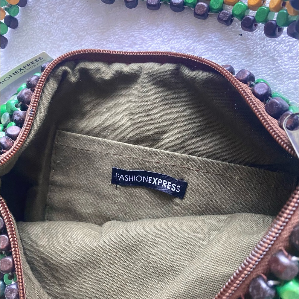🎁‎ NWT Handcrafted Vintage Boho Multicolor Beaded Green and Yellow Shoulder Bag - Picture 6 of 6